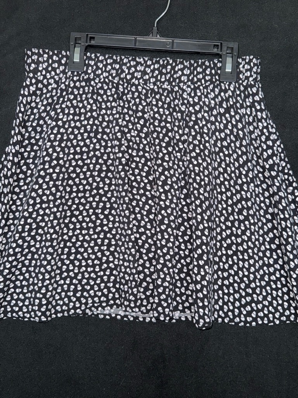 Hot Topic Black Skater Skirt with White Skull Print